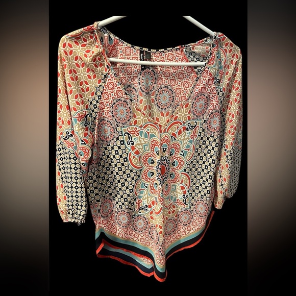 HeartSoul Multicolor Bohemian Blouse with triangle bottom - Picture 1 of 10